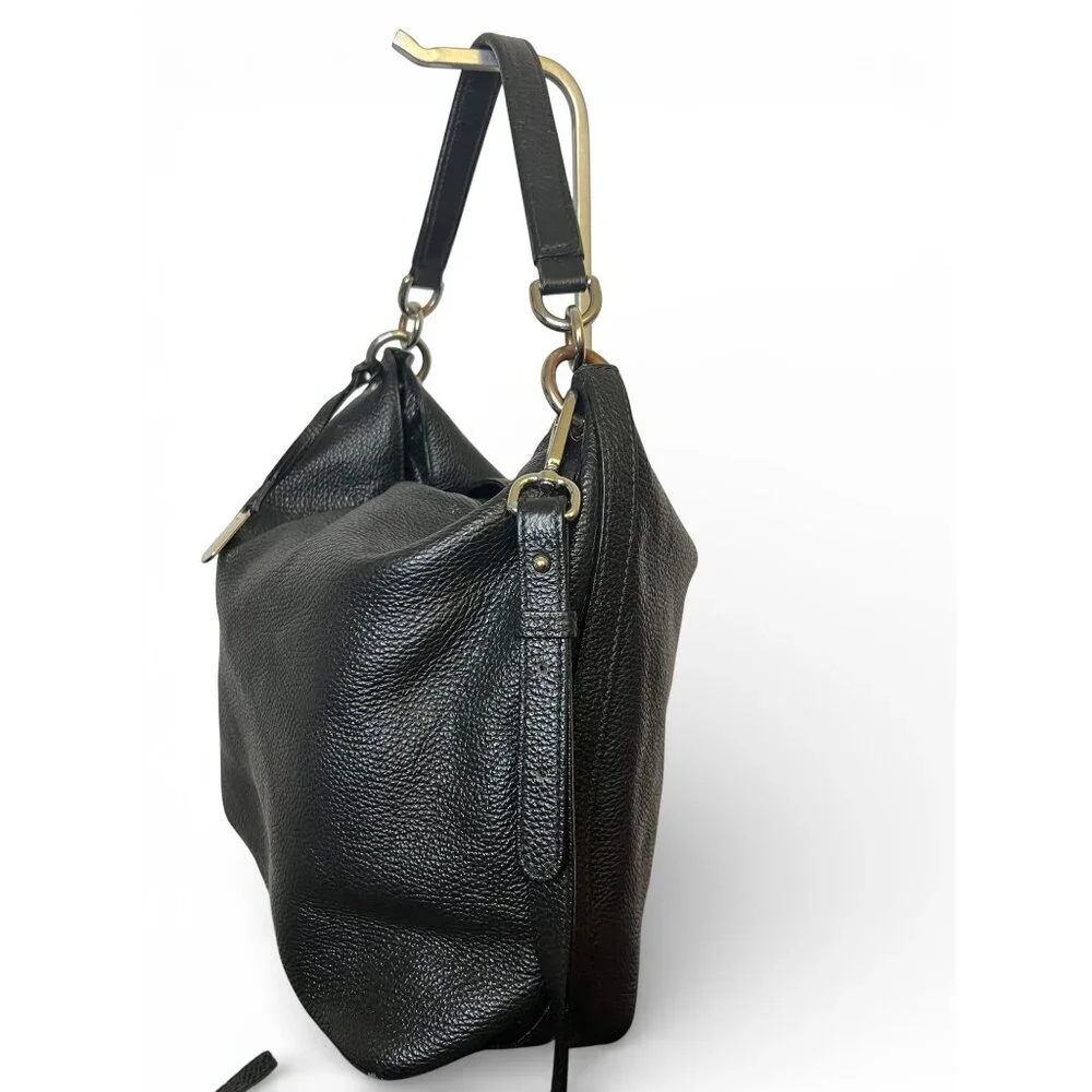 Furla Pebbled Leather Hobo Tote Crossbody Bag in Black